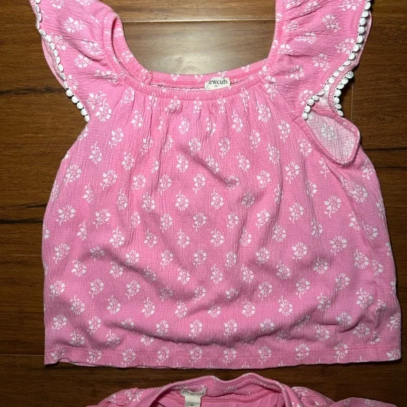 J Crew- Crew Cuts Girls Pink Floral Two-Piece Top & Skirt Set Size 10 - Picture 4 of 4